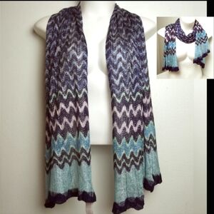 Christopher & banks|CJ banks Blue Metallic Women's Knit Scarf 76"×32"